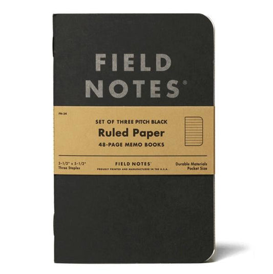 Field Notes Pitch Black Ruled 3-Pack