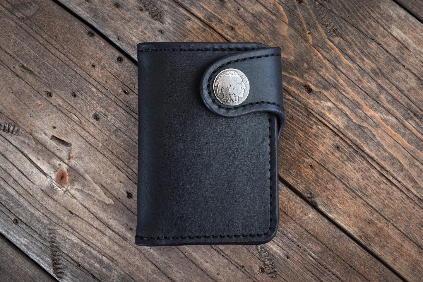 THE GALWAY: Vertical Snap Wallet - Buffalo Nickel Concho