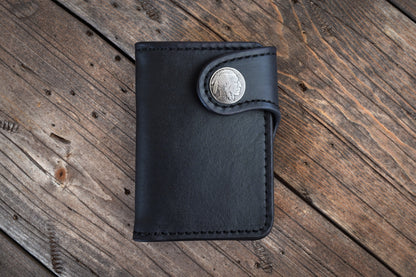 THE GALWAY: Vertical Snap Wallet - Buffalo Nickel Concho
