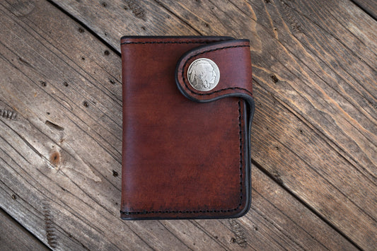THE GALWAY: Vertical Snap Wallet - Buffalo Nickel Concho