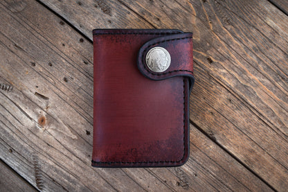 THE GALWAY: Vertical Snap Wallet - Buffalo Nickel Concho