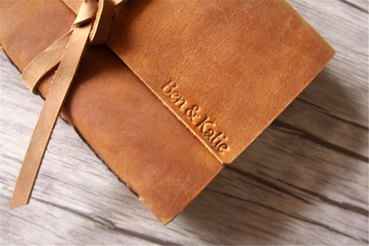 Distressed engraved Leather Notebook A5