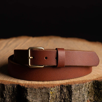 Kyomi- Black 100% Premium Leather Belt- Made in Canada