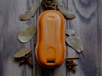 Personalized Leather Protector Case for Keyless Remote Entry Key Fob Cover Key Holder Key Chain Porsche 718 911 Cayenne Macan Taycan ...