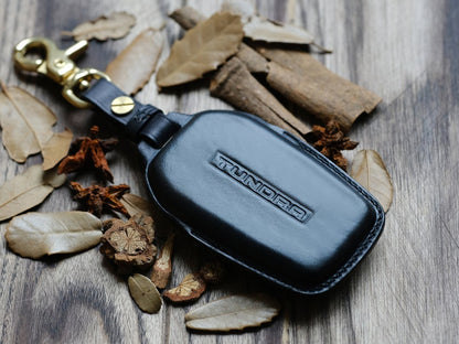 Personalized Leather Protector Case For Keyless Entry Key Fob Remotes Toyota Tundra Pickup 2022 2023, Gift For Him, Gift For Dad