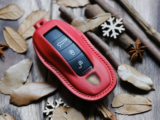 Porsche Taycan Macan 911 718 Cayenne ... Key Fob Cover, Personalized Leather Key Case For Porsche, Gift For Her, Birthday Gifts