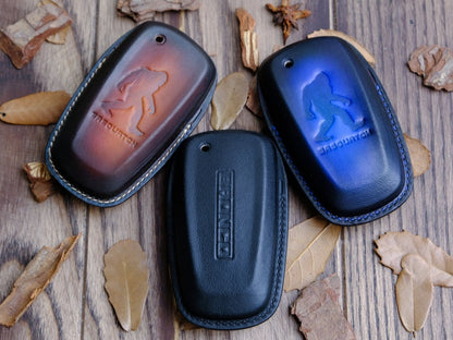 Ford Bronco Key Case, Personalized Logo on the back, Leather Key Fob Cover For Ford Bronco Bronco Sport F-150 F-350, Ford Smart Key Cover