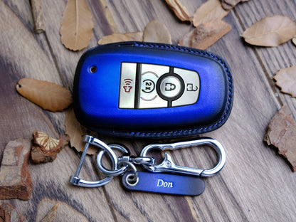 Ford Bronco Key Case, Personalized Logo on the back, Leather Key Fob Cover For Ford Bronco Bronco Sport F-150 F-350, Ford Smart Key Cover
