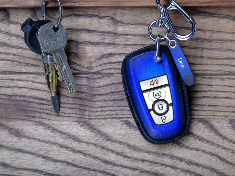 Ford Bronco Key Case, Personalized Logo on the back, Leather Key Fob Cover For Ford Bronco Bronco Sport F-150 F-350, Ford Smart Key Cover