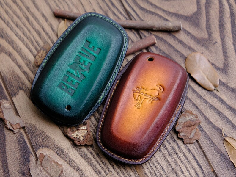 Customized Bronco Key Fob Cover With Logo 3 4 5 Buttons, Leather Key Fob Cover, Key Holder Bronco Sport, Smart Remote Keyless Accessories