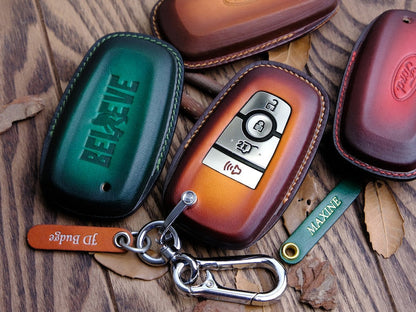 Customized Bronco Key Fob Cover With Logo 3 4 5 Buttons, Leather Key Fob Cover, Key Holder Bronco Sport, Smart Remote Keyless Accessories