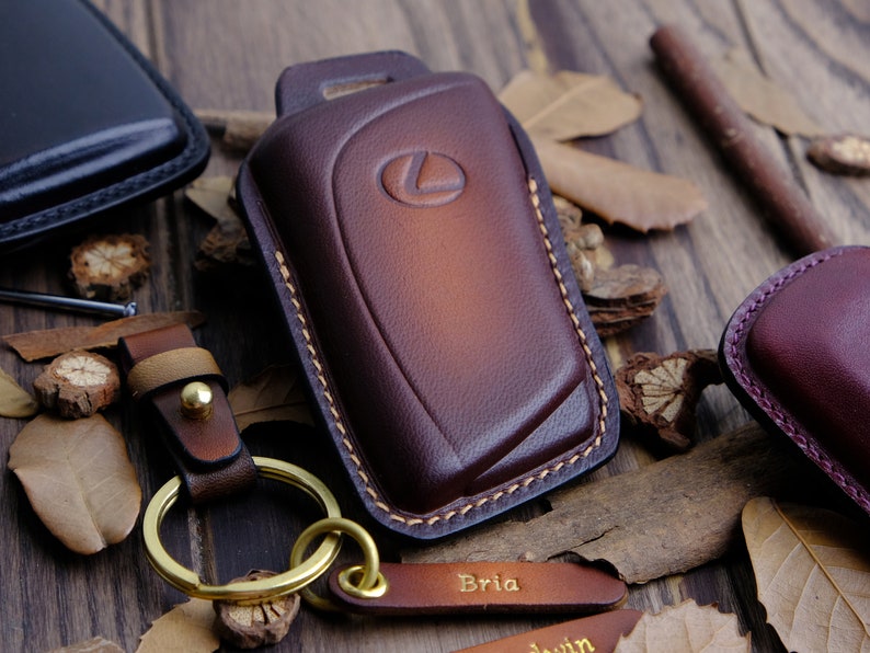 Customized Leather Key Fob Cover For Lexus RX350, Lexus Keyless Remote Holder Keychain, Italian Veg-Tanned Leather, Gift For Him