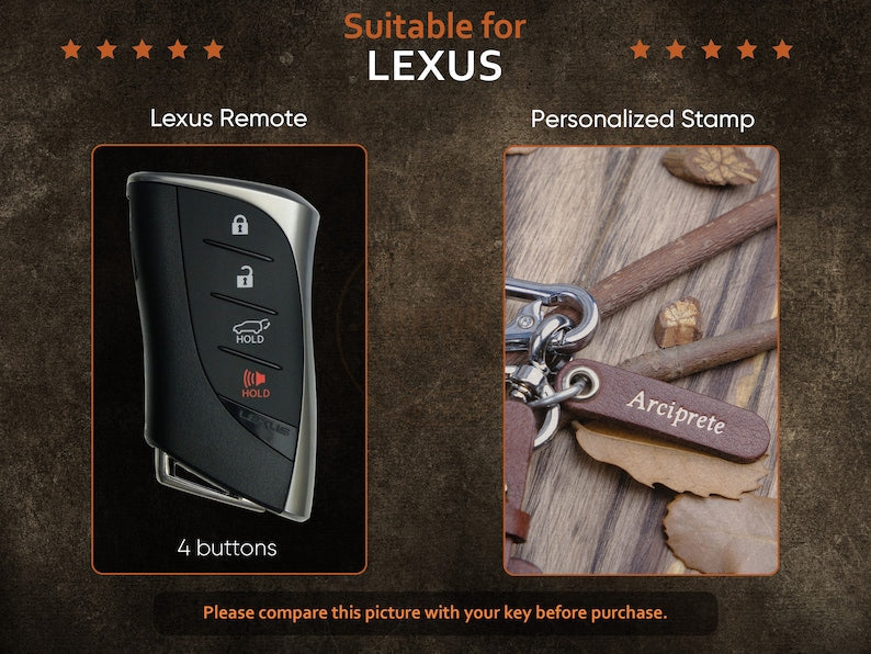 Customized Leather Key Fob Cover For Lexus RX350, Lexus Keyless Remote Holder Keychain, Italian Veg-Tanned Leather, Gift For Him