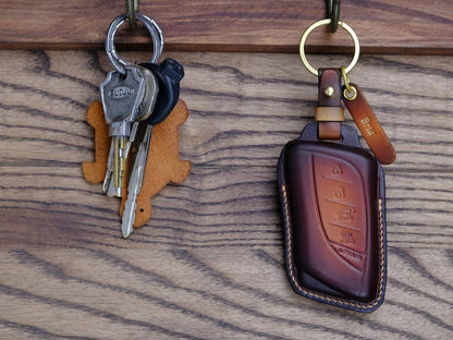 Customized Leather Key Fob Cover For Lexus RX350, Lexus Keyless Remote Holder Keychain, Italian Veg-Tanned Leather, Gift For Him