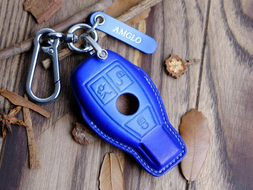 Customized Leather For Mercedes Key Fob Cover, Leather Key Case For S-class E-class G-class GLC GLK, Gift for Him, Mercedes Accessories