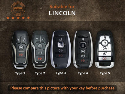 Personalized Leather Protector Case For Keyless Remote Key Fob Lincoln Navigator Continental Nautilus MKZ ... Birthday Gift, Gift for Him