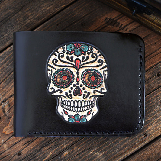 Sugar Skull Bi-Fold Wallet - Minimalist Slim Style