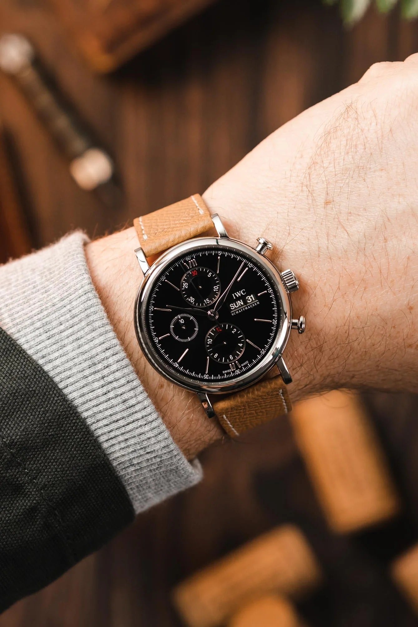 JPM Italian Elegant Print Leather Watch Strap