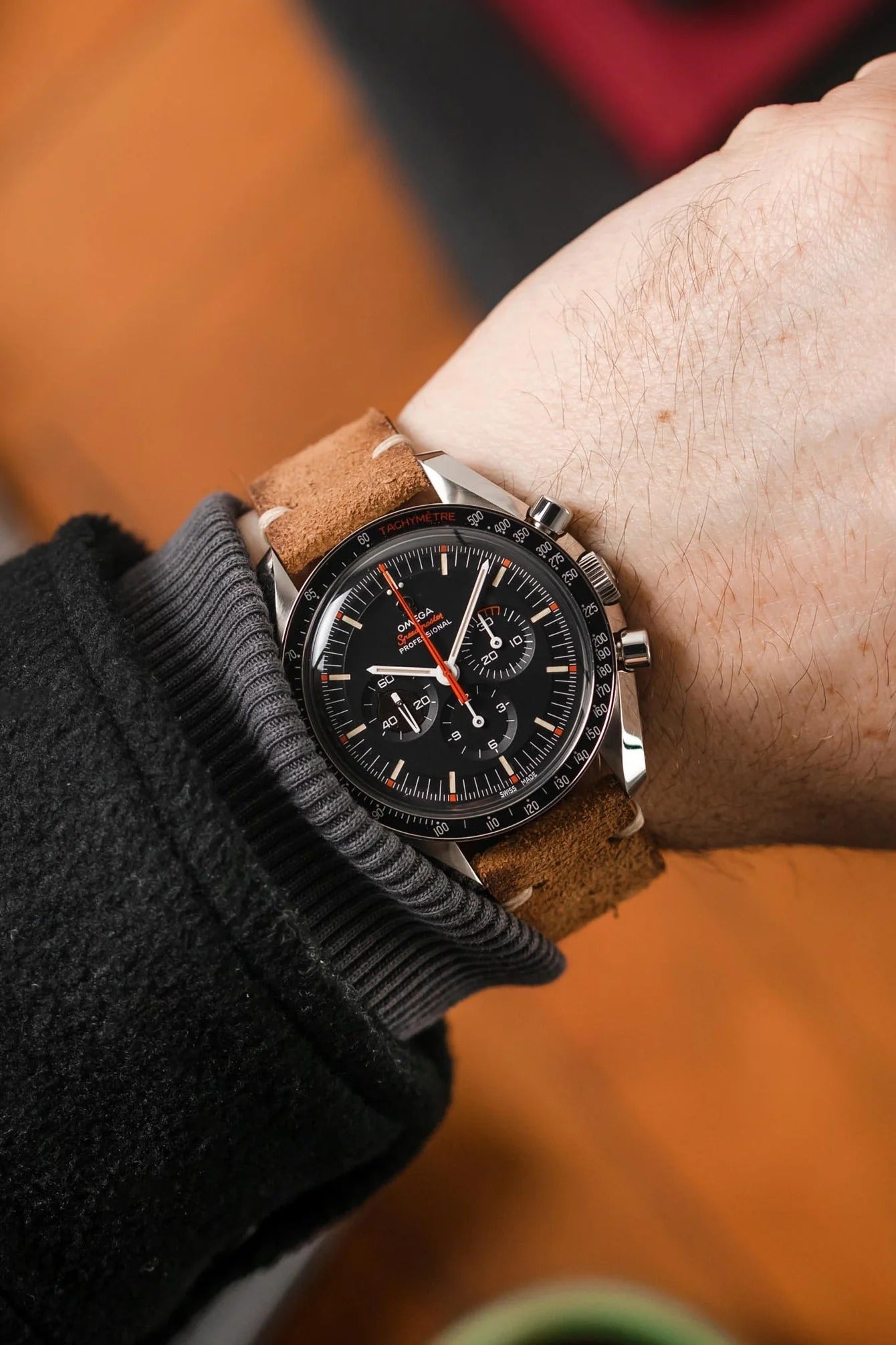 JPM Italian Distressed Tasso Leather Watch Strap in AMBER