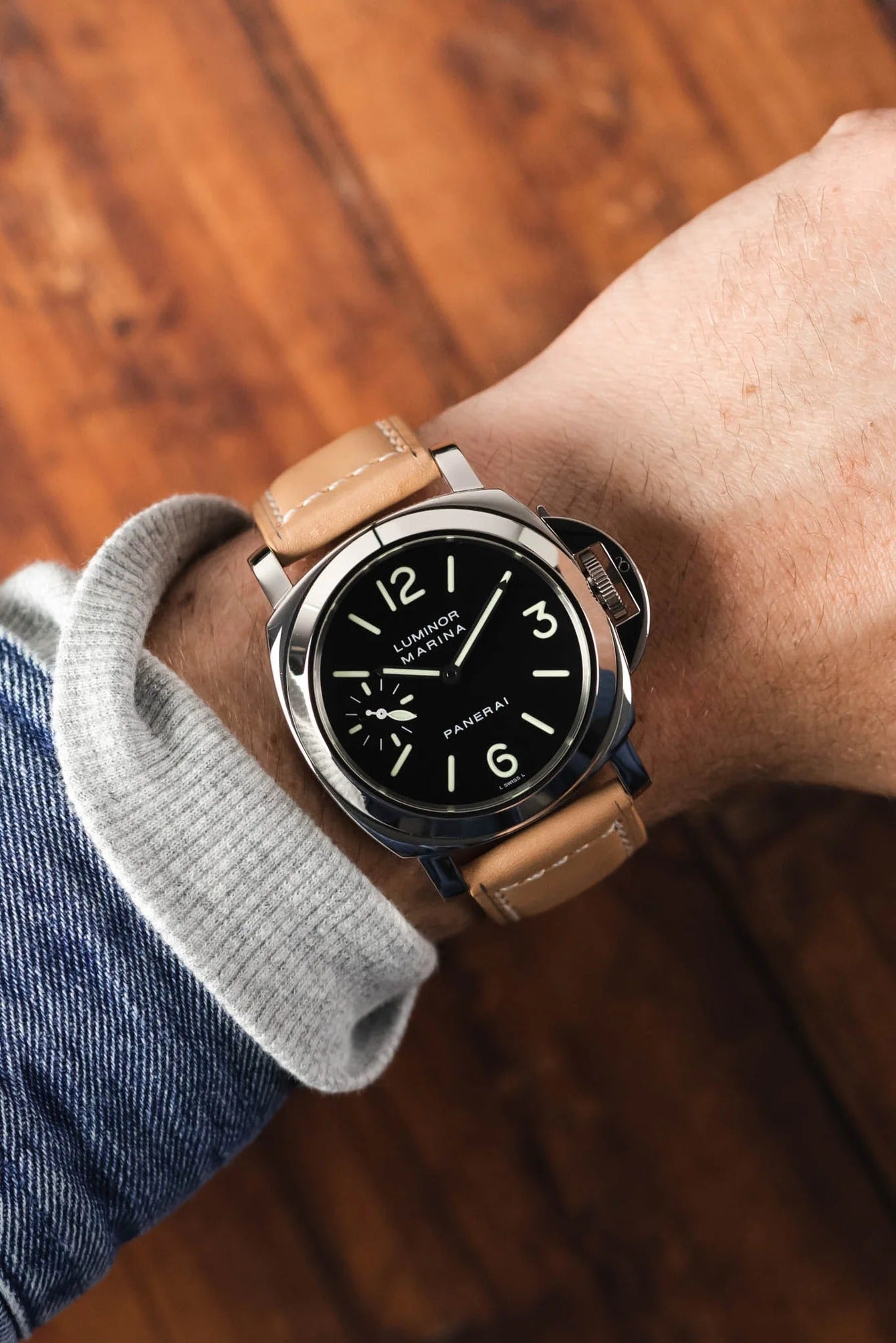 RIOS1931 FIRENZE Genuine Russia Leather Watch Strap in SAND