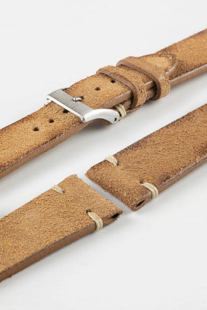 JPM Italian Distressed Tasso Leather Watch Strap in AMBER