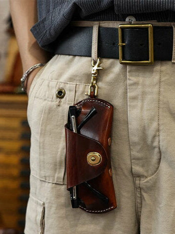 Handcrafted genuine leather eyeglass case made from real cowhide
