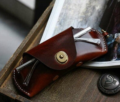 Handcrafted genuine leather eyeglass case made from real cowhide
