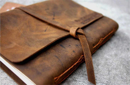 Personalized Brown Leather Bound Notebook