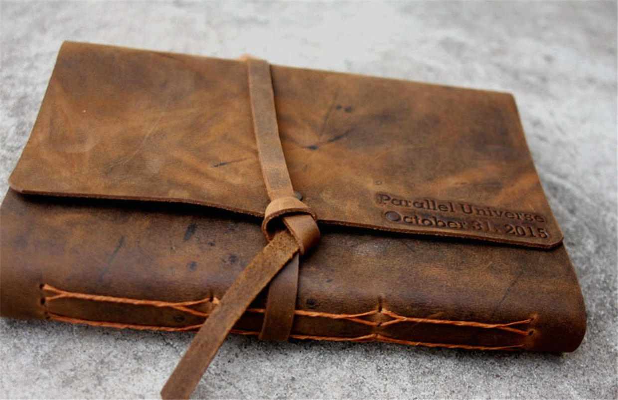 Personalized Brown Leather Bound Notebook