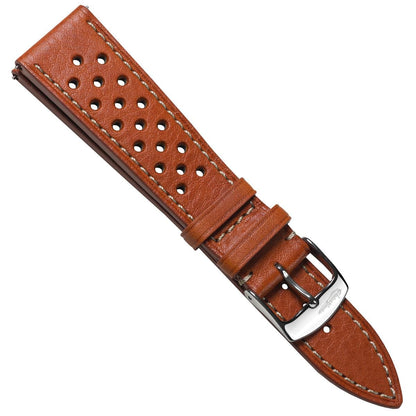 Beaufort Racing Badalassi Carlo Minerva Box Leather Perforated Watch Strap - Coral
