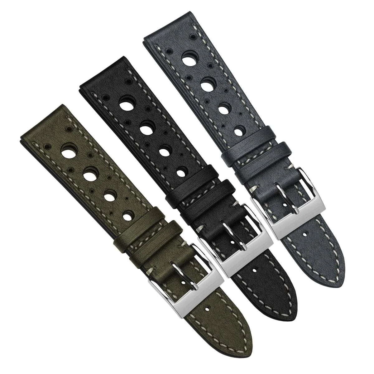 Bracelet en cuir patiné fait main par Boutsen Racing - Style Denim Bleu