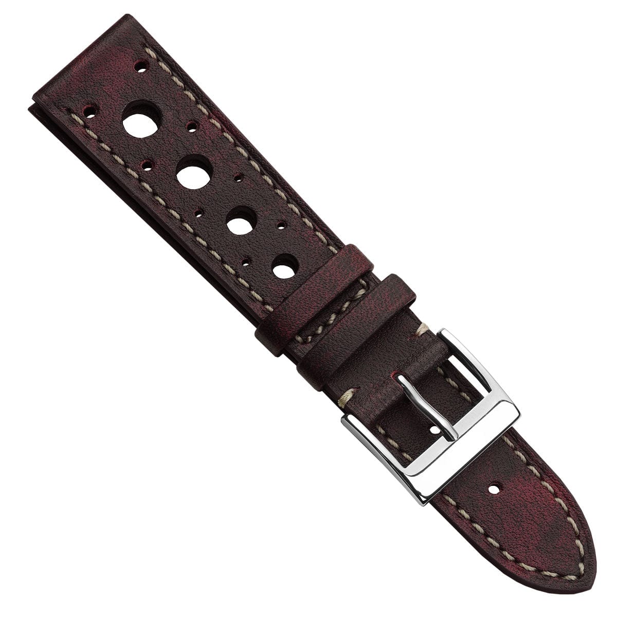Bracelet de Montre en Cuir Patiné Fait Main de Boutsen Racing - Burgundy