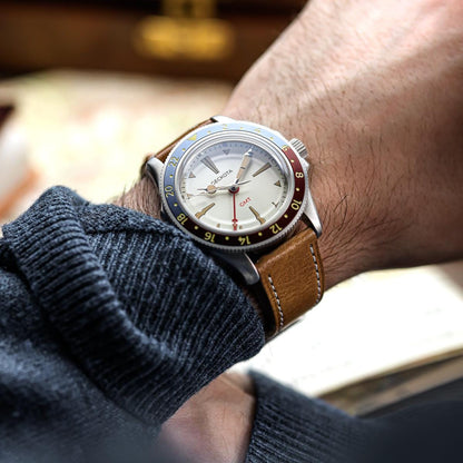 Bracelet de Montre en Cuir Plat Brixham Crazy Horse Vintage Bleu