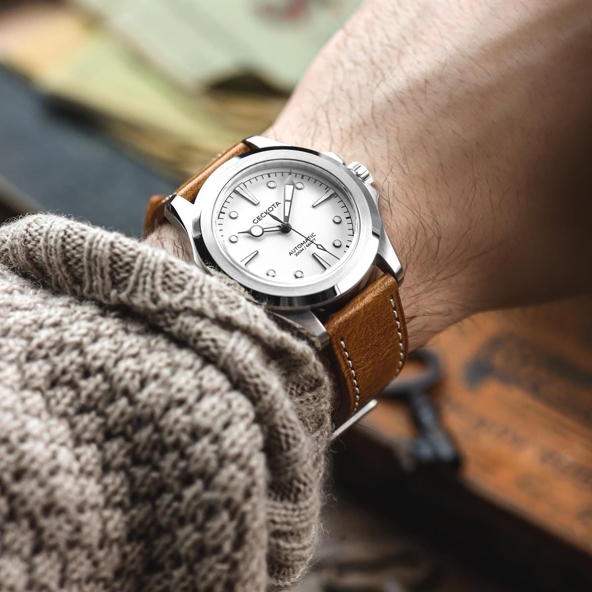 Bracelet de Montre en Cuir Plat Brixham Crazy Horse Vintage Bleu