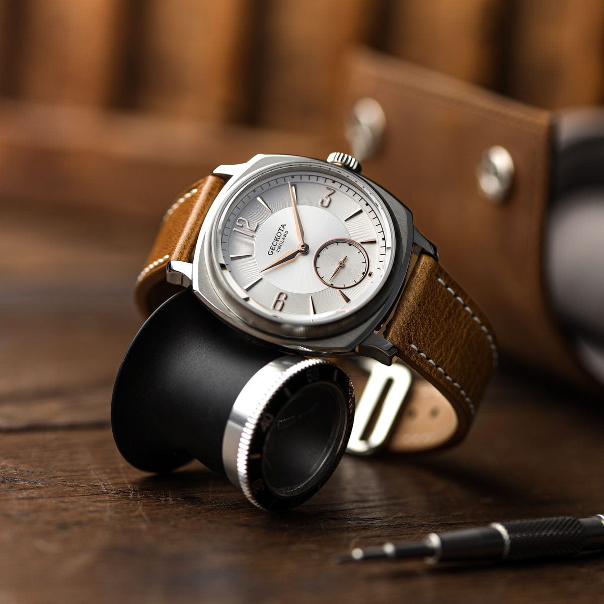 Bracelet de Montre en Cuir Plat Brixham Crazy Horse Vintage Bleu