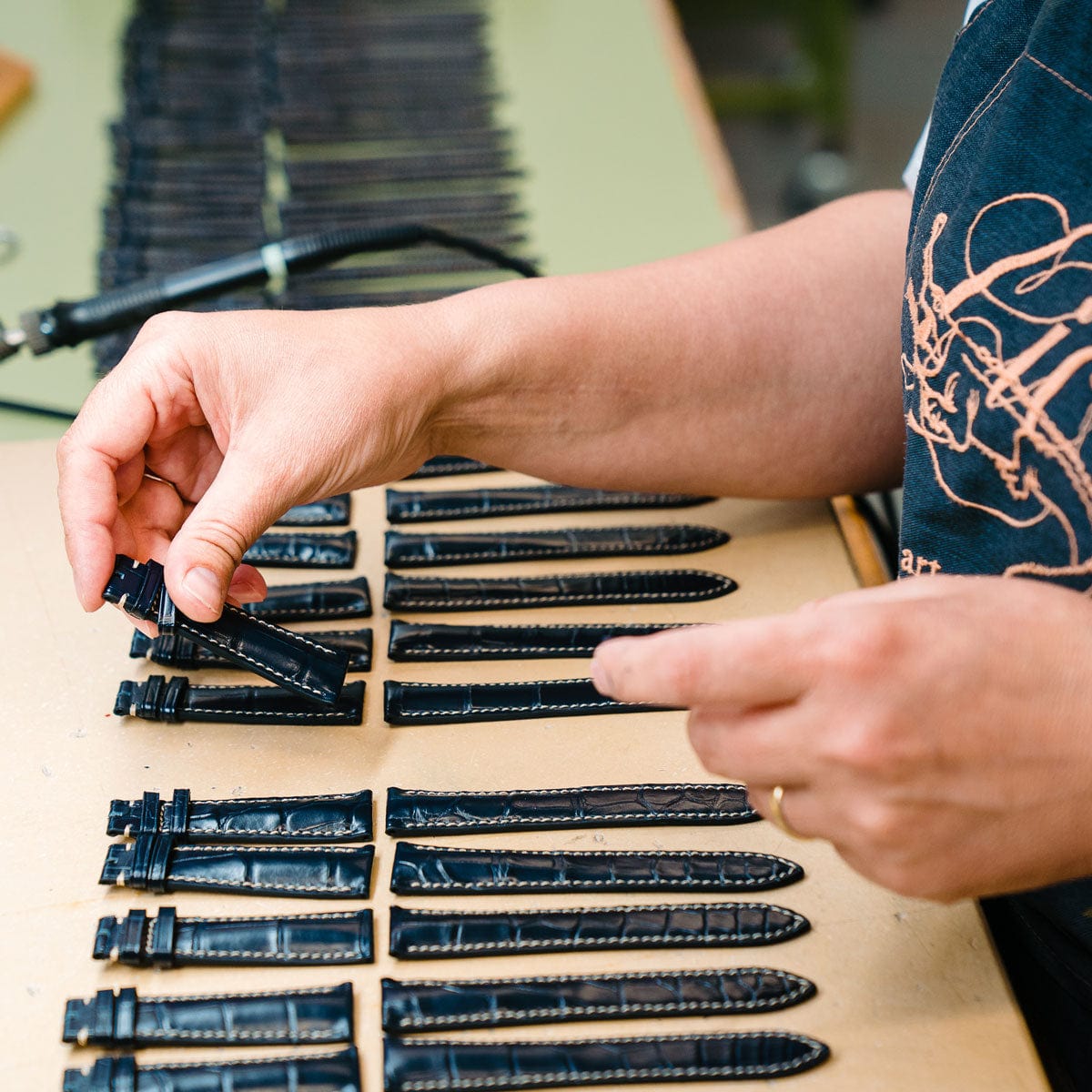 Durbuy Ostrich Leg Handmade Leather Watch Strap - Gloss Cognac Brown