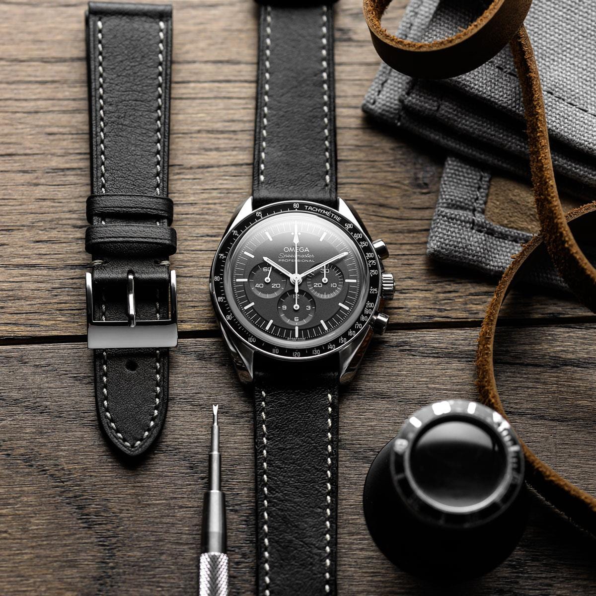 Rochefort Flat Patina Calf Leather Uhrenarmband - Anthrazit