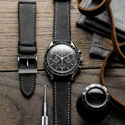 Rochefort Flat Patina Calf Leather Uhrenarmband - Anthrazit