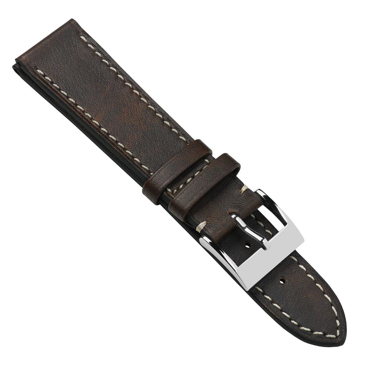 Élégante montre avec bracelet en cuir de veau Patina Plate Rochefort - Brun Chocolat