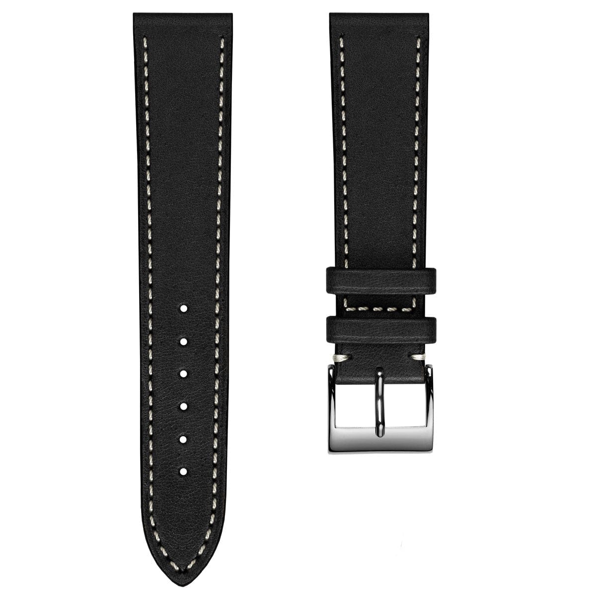 La Strap de Montre en Cuir de Cheval Flatte Handcrafted Leuven Cavallo - Noir