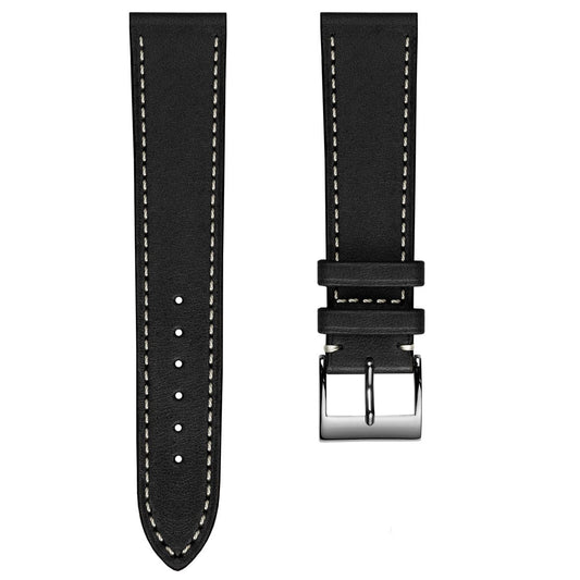 La Strap de Montre en Cuir de Cheval Flatte Handcrafted Leuven Cavallo - Noir