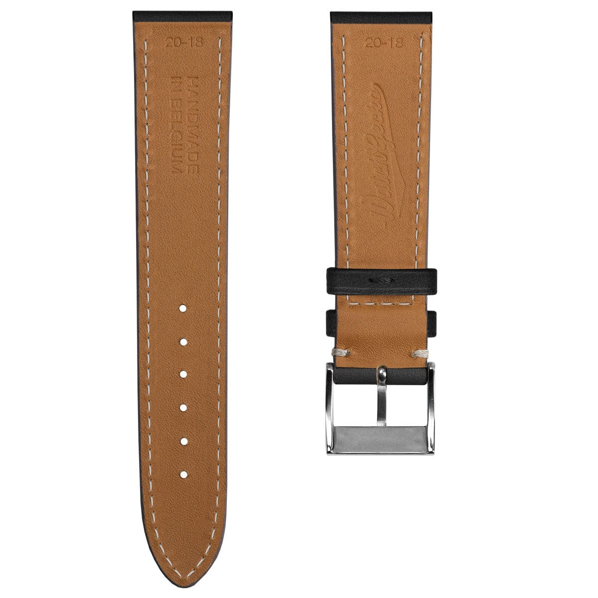 La Strap de Montre en Cuir de Cheval Flatte Handcrafted Leuven Cavallo - Noir