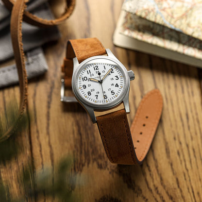 Janse Mooie Flat Nubuck Handgemaakte Lederen Horlogeband - Karamel