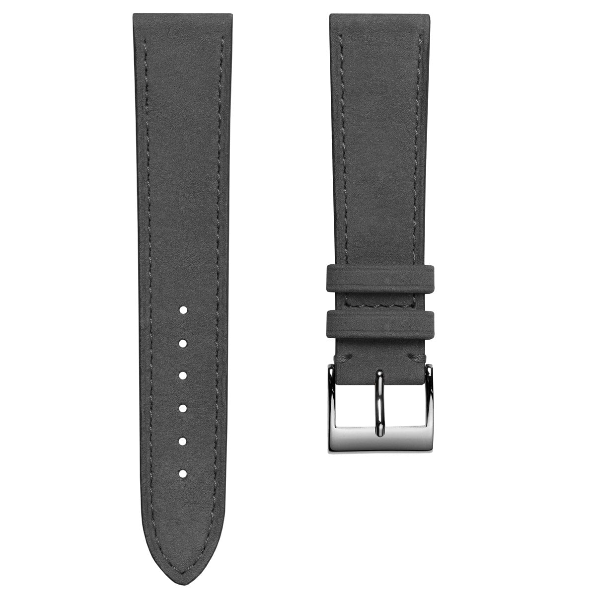 Bracelet de Montre en Cuir Nubuck Plat Mozet Fait Main - Gris Élégant