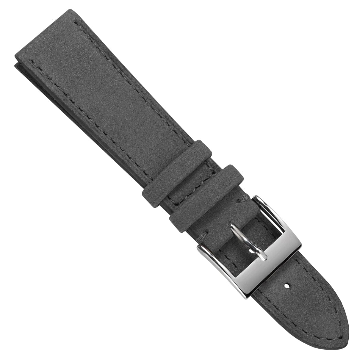 Bracelet de Montre en Cuir Nubuck Plat Mozet Fait Main - Gris Élégant