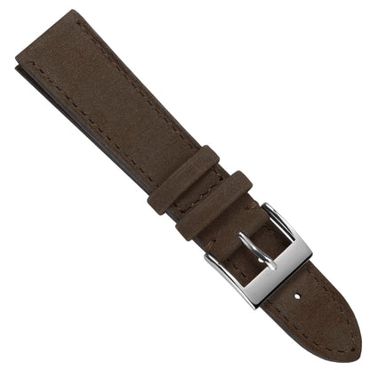 Mozet Flat Nubuck Handmade Leather Watch Strap - Taupe