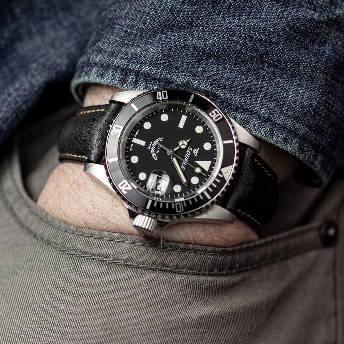 Original Vintage Highley Genuine Leather Watch Strap - Black