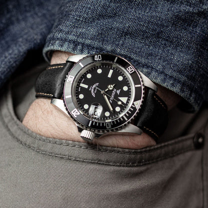 Original Vintage Highley Genuine Leather Watch Strap - Black