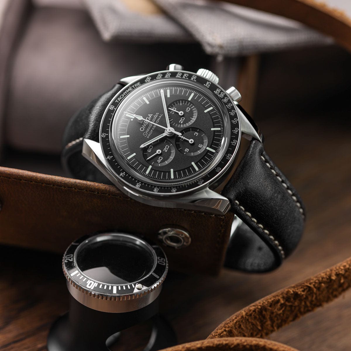 Original Vintage Highley Genuine Leather Watch Strap - Black